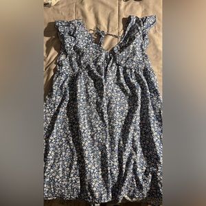 SHEIN sundress, blue with white flowers, v-neck, size large
